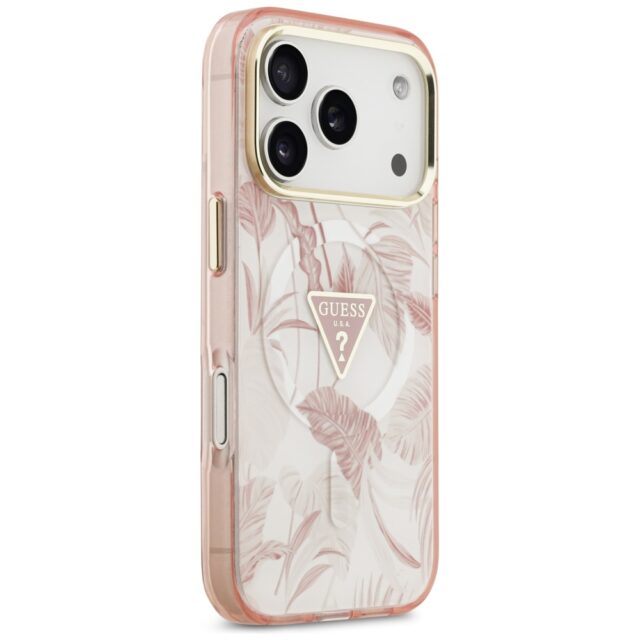 Guess Jungle Tonal Triangle MagSafe Case for iPhone 17 Pro Max Pink - imagine 4