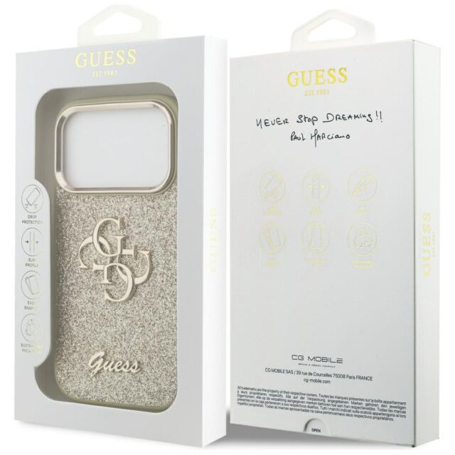 Guess Fixed Glitter Big 4G Metal Frame case for iPhone 17 Pro gold - imagine 8