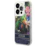 Guess GUHCP14XLFLSB iPhone 14 Pro Max 6,7" blue hardcase Flower Liquid Glitter - imagine 2