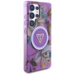 Case Guess Glitter Flowers Triangle Buttons MagSafe for Samsung Galaxy S25 Ultra purple - imagine 4