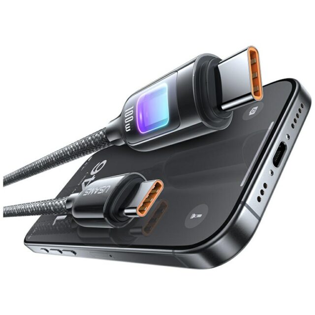 USAMS TC Series SJ750 100W USB-C to USB-C Cable 1.2 m Titanium - imagine 2