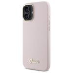 Guess GUHCP16MSMBSLP iPhone 16 Plus 6.7" pink hardcase Silicone Script Metal Logo & Frame - imagine 2