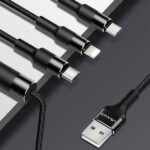 USAMS Braided U5 3-in-1 Cable 1.5m 2A black (Lightning/microUSB/USB-C) SJ2193IN101 (US-SJ219) - imagine 5