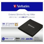 Verbatim External Slimline Blu-ray Burner + USB-C/USB-A Cable black 43889 - imagine 3