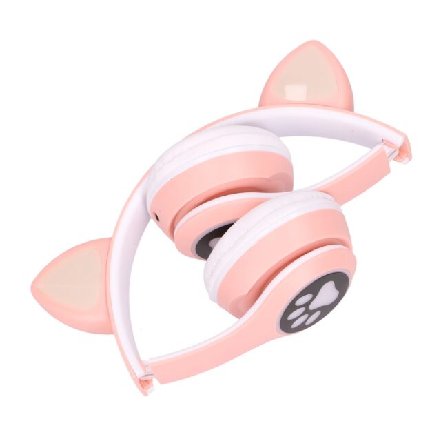 Extralink Kids Cat-Ear Wireless Headphones Pink | Wireless Headphones | Bluetooth 5.0, RGB Lighting - imagine 4