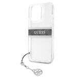 Guess GUHCP13LKB4GGR iPhone 13 Pro / 13 6,1" Transparent hardcase 4G Grey Strap Charm - imagine 6