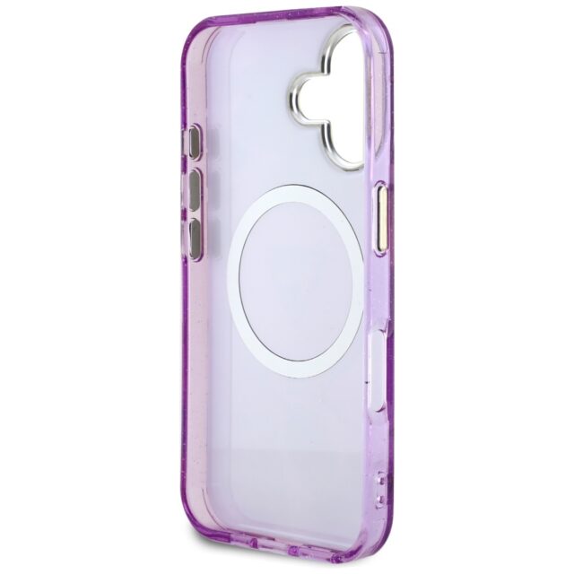 Case Guess Glitter Flowers Triangle Buttons MagSafe for iPhone 16 purple - imagine 7