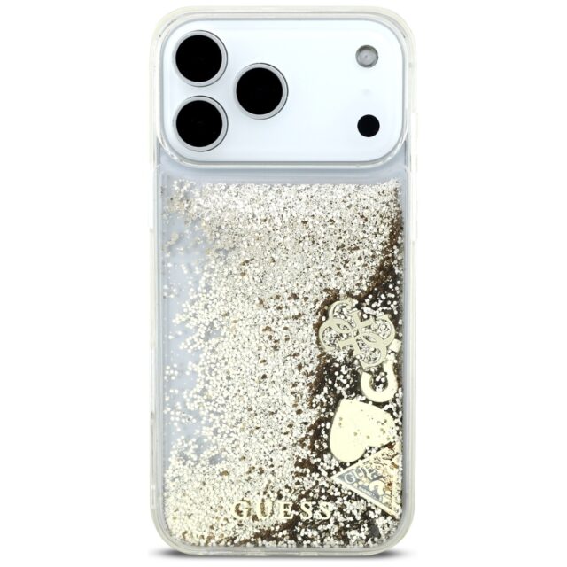 Guess Liq case. Glitter 4 Charms for iPhone 17 Pro gold - imagine 3