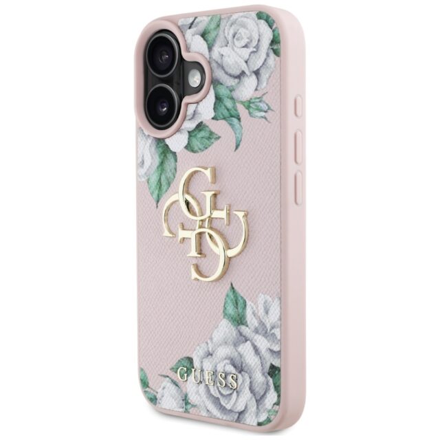 Case Guess Grained Roses Big 4G logo for iPhone 16 pink - imagine 2