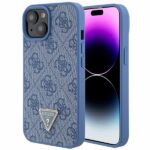 Guess GUHCP15SP4TDPB iPhone 15 / 14 / 13 6.1" blue hardcase Leather 4G Triangle Strass