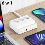 USAMS power strip 65W Super Si Fast Charging USB extension socket EU white CC160TC01 (US-CC160) - imagine 2