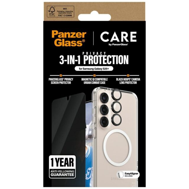 CARE by PanzerGlass Flagship 3in1 Case + Privacy Glass + Lens for Samsung Galaxy S25+ - imagine 4