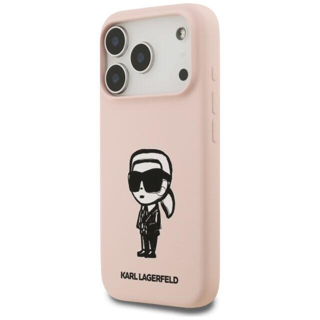 Case Karl Lagerfeld Silicone Karl Sketch & Logo MagSafe for iPhone 17 Pro Max pink - imagine 2