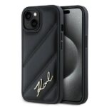 Karl Lagerfeld KLHCP15SPQDSMGK iPhone 15/ 14 / 13 6.1" black hardcase Diagonal Quilted Script