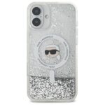 Karl Lagerfeld KLHMP16SLGKISGH iPhone 16 6.1" hardcase transparent Liquid Glitter Karl Head Magsafe - imagine 3