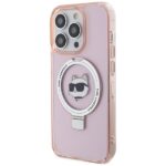 Karl Lagerfeld KLHMP15LHMRSCHP iPhone 15 Pro 6.1" pink hardcase Ring Stand Choupette Head MagSafe - imagine 2