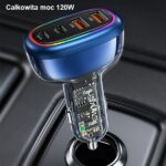 USAMS car charger 2xUSB-C 2xUSB-A C34 120W Fast Charge blue CC169CC01 (US-CC169) - imagine 3