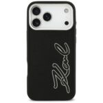 Karl Lagerfeld FW Grained Signature Logo Case for iPhone 17 Pro Max Black - imagine 3