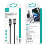 USAMS Braided Cable U78 USB-C to USB-C LED 1.2m 100W Fast Charging black SJ546USB01 (US-SJ546) - imagine 8