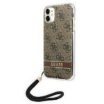 Guess GUOHCN61H4STW iPhone 11 brown hardcase 4G Print Strap - imagine 2