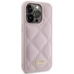 Guess GUHCP15XPSQSQSP iPhone 15 Pro Max 6.7" pink hardcase Quilted Metal Logo - imagine 4