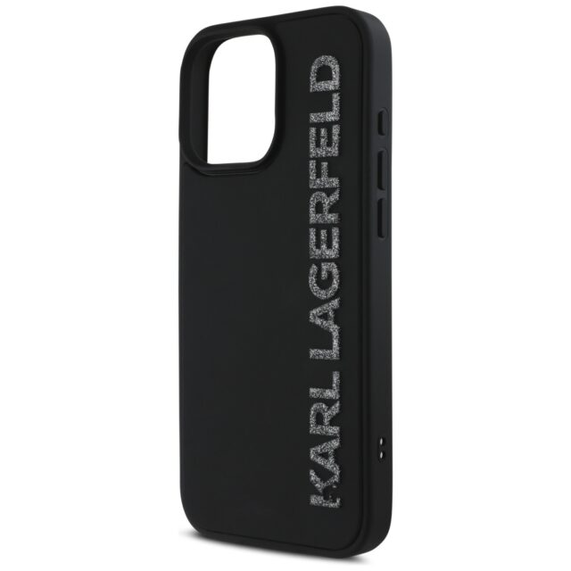 Case Karl Lagerfeld HC 3D Rubber Elongated Glitter for iPhone 16 Pro Max black - imagine 6