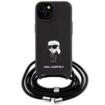 Karl Lagerfeld KLHCP15SSASKNPSK iPhone 15 / 14 / 13 6.1" hardcase black Crossbody Saffiano Mon - imagine 2