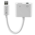 4smarts Adapter rozdzielający Lightning  na Lightning + 3.5mm AUX biały/white 468673