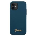Guess GUHCP12SLSLMGBL iPhone 12 mini 5,4" blue hardcase Metal Logo Script - imagine 3