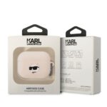 Karl Lagerfeld KLAPRUNCHP AirPods Pro cover pink Silicone Choupette Head 3D - imagine 3