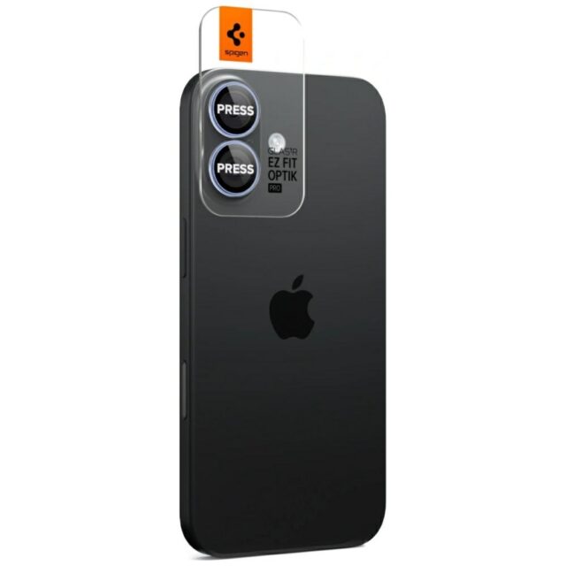 Spigen Optik Pro Glas.TR "EZ FIT" Camera Protector 2pcs for iPhone 17 / 16 / 16 Plus blue - imagine 6
