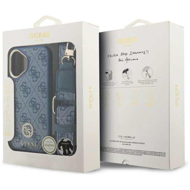 Guess 4G Strass Logo & Big Strap Metal Buttons MagSafe case for iPhone 17 blue - imagine 9