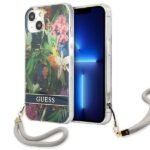 Guess GUHCP13MHFLSB iPhone 13 / 14 / 15 6,1" blue hardcase Flower Strap