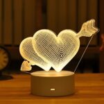 3D Broken Hearts Night Light Extralink Home, Optical Illusion for Bedroom USB - imagine 2