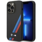 BMW BMHMP14L22SOTK case iPhone 14 Pro 6.1" black Silicone Slanted Sttripes MagSafe