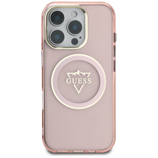 Case Guess IML Metal Mountain Logo MagSafe for iPhone 16 Pro pink - imagine 3