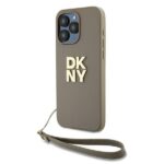 DKNY DKHCP15LPBSWSE iPhone 15 Pro 6.1" beige hardcase with Wrist Strap and Stock Logo