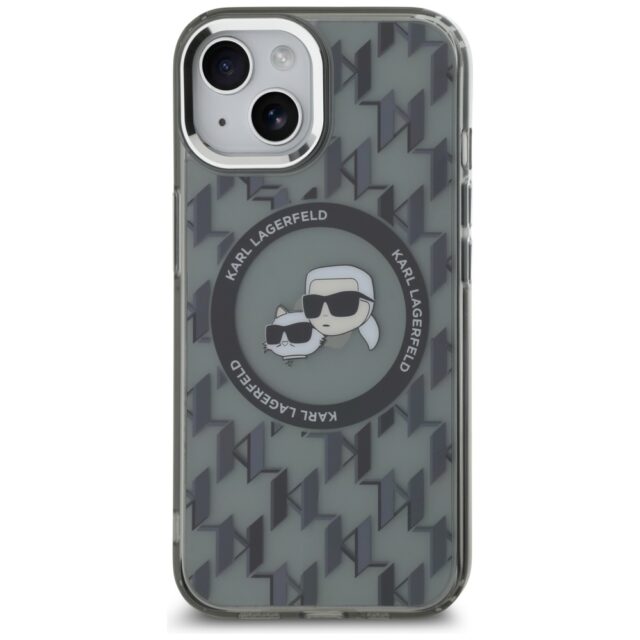 Karl Lagerfeld KLHMP15SHMCKMHK iPhone 15 6.1" black IML Monogram Karl&Choupette Head MagSafe - imagine 3