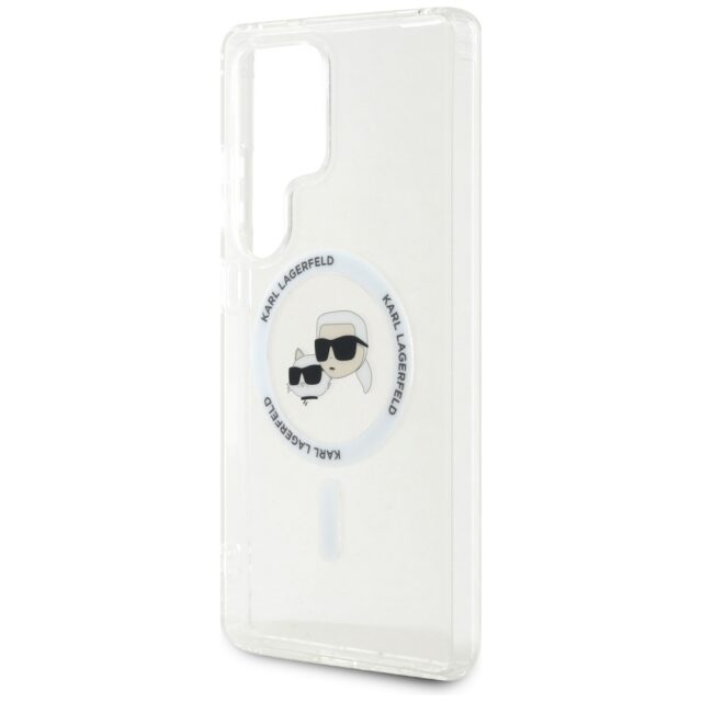 Case Karl Lagerfeld Button Karl & Choupette Heads Printed Logo MagSafe Samsung Galaxy S25 Ultra whit - imagine 6