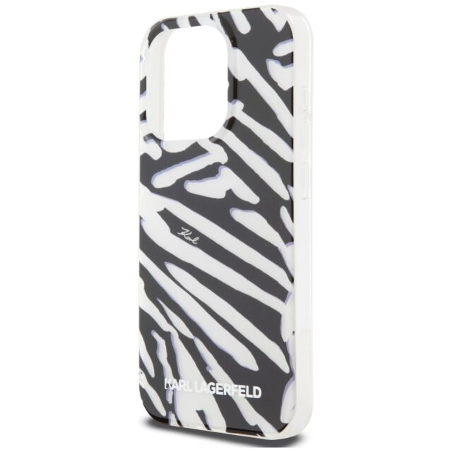 Karl Lagerfeld KLHCP15LHZBPKCCK iPhone 15 Pro 6.1" black hardcase IML Zebra Pattern & Cord - imagine 5