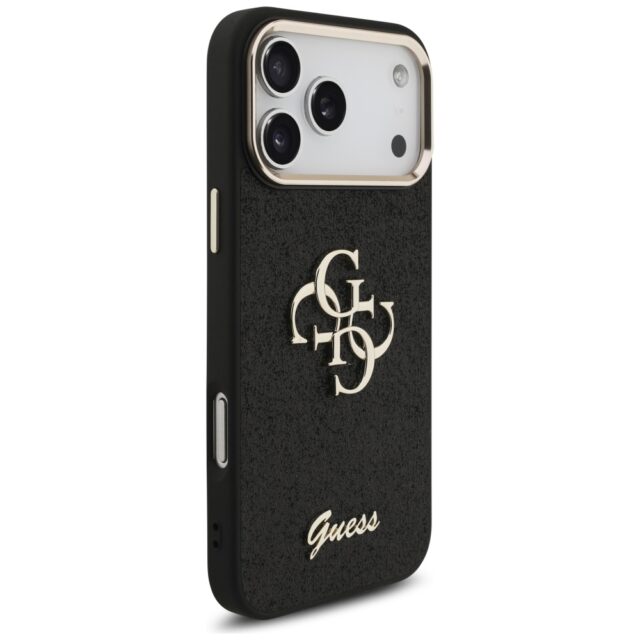 Guess Fixed Glitter Big 4G Metal Frame case for iPhone 17 Pro Max black - imagine 4