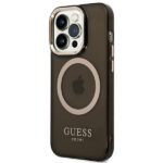 Guess GUHMP14XHTCMK iPhone 14 Pro Max 6,7" black hard case Gold Outline Translucent MagSafe - imagine 2