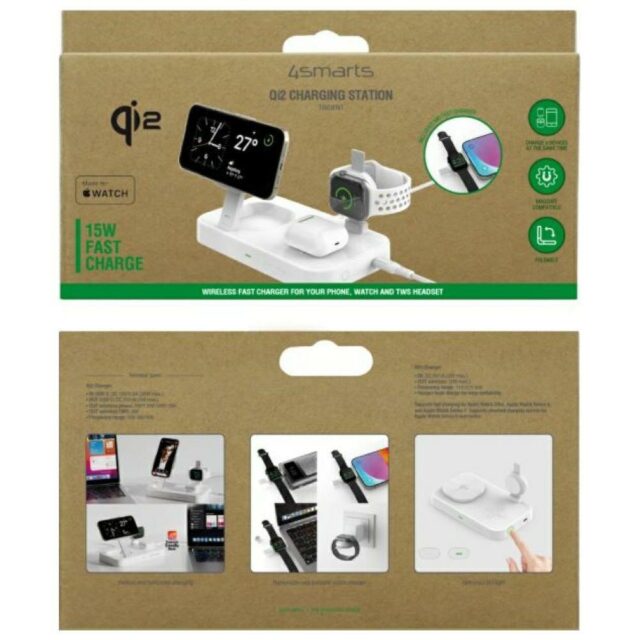 Stacja ładująca 4smarts Qi2 Trident      z szybką ładowarką MFI do Apple Watch biały - imagine 3