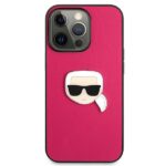 Karl Lagerfeld KLHCP13LPKMP iPhone 13 Pro / 13 6,1" pink hardcase Leather Ikonik Karl`s Head M - imagine 3