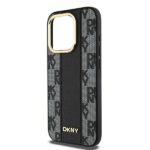 DKNY DKHMP15XPCPVSLK iPhone 15 Pro Max 6.7" black hardcase Leather Checkered Mono Pattern MagSafe - imagine 6