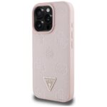 Case Guess Grained Hot Stamp Peony Triangle Logo MagSafe for iPhone 16 Pro pink - imagine 2