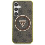 Case Guess 4G Glitter Triangle Buttons MagSafe for Samsung Galaxy S25 brown - imagine 3