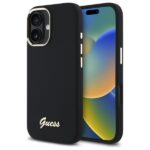 Guess GUHCP16SSMBSLK iPhone 16 6.1" black hardcase Silicone Script Metal Logo & Frame