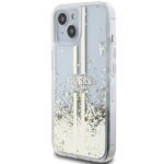 Guess GUHCP15MLFCSEGT iPhone 15 Plus /14 Plus 6.7" transparent hardcase Liquid Glitter Gold Stripes - imagine 2
