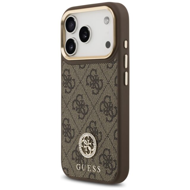 Case Guess 4G Strass Logo MagSafe for iPhone 17 Pro brown - imagine 2